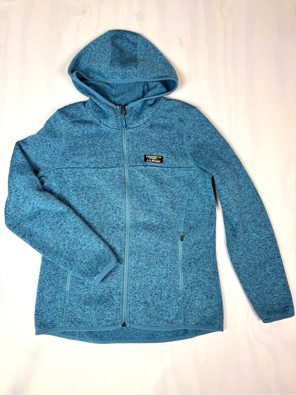 L.L.Bean Sweater Fleece Full Zip Hooded Jacket Blue XS Petite Outdoor